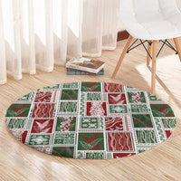 Mele Kalikimaka Hawaiian Quilt and Lei Patchwork Round Carpet LT9 - Polynesian Pride
