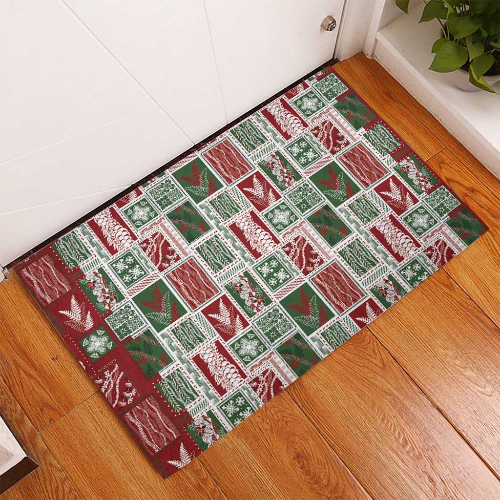 Mele Kalikimaka Hawaiian Quilt and Lei Patchwork Rubber Doormat LT9 - Polynesian Pride
