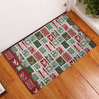 Mele Kalikimaka Hawaiian Quilt and Lei Patchwork Rubber Doormat LT9 - Polynesian Pride