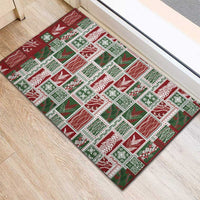 Mele Kalikimaka Hawaiian Quilt and Lei Patchwork Rubber Doormat LT9 - Polynesian Pride