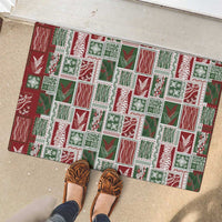 Mele Kalikimaka Hawaiian Quilt and Lei Patchwork Rubber Doormat LT9 - Polynesian Pride