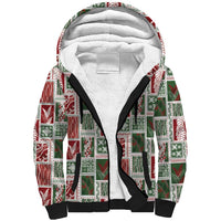 Mele Kalikimaka Hawaiian Quilt and Lei Patchwork Sherpa Hoodie LT9 Unisex Red - Polynesian Pride