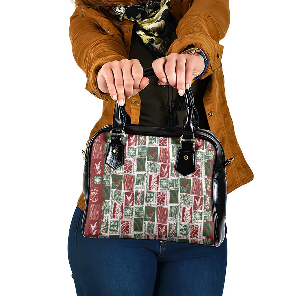 Mele Kalikimaka Hawaiian Quilt and Lei Patchwork Shoulder Handbag LT9 One Size Red - Polynesian Pride
