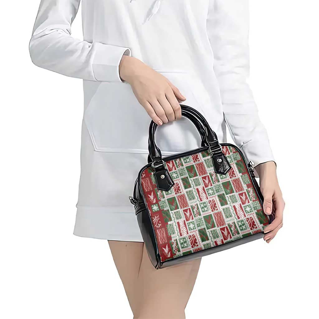 Mele Kalikimaka Hawaiian Quilt and Lei Patchwork Shoulder Handbag LT9 - Polynesian Pride