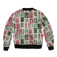 Mele Kalikimaka Hawaiian Quilt and Lei Patchwork Sleeve Zip Bomber Jacket LT9 - Polynesian Pride