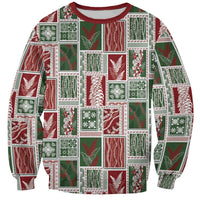 Mele Kalikimaka Hawaiian Quilt and Lei Patchwork Sweatshirt LT9 Unisex Red - Polynesian Pride