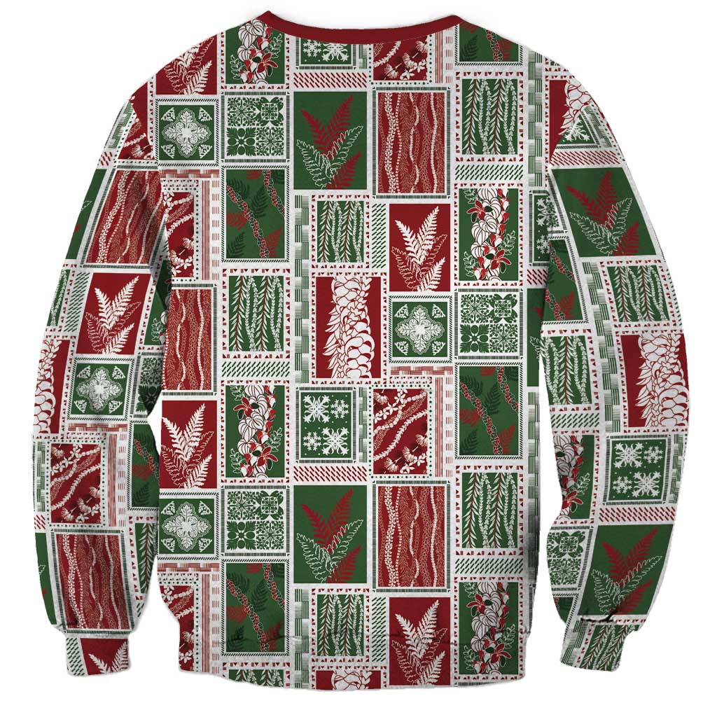 Mele Kalikimaka Hawaiian Quilt and Lei Patchwork Sweatshirt LT9 - Polynesian Pride