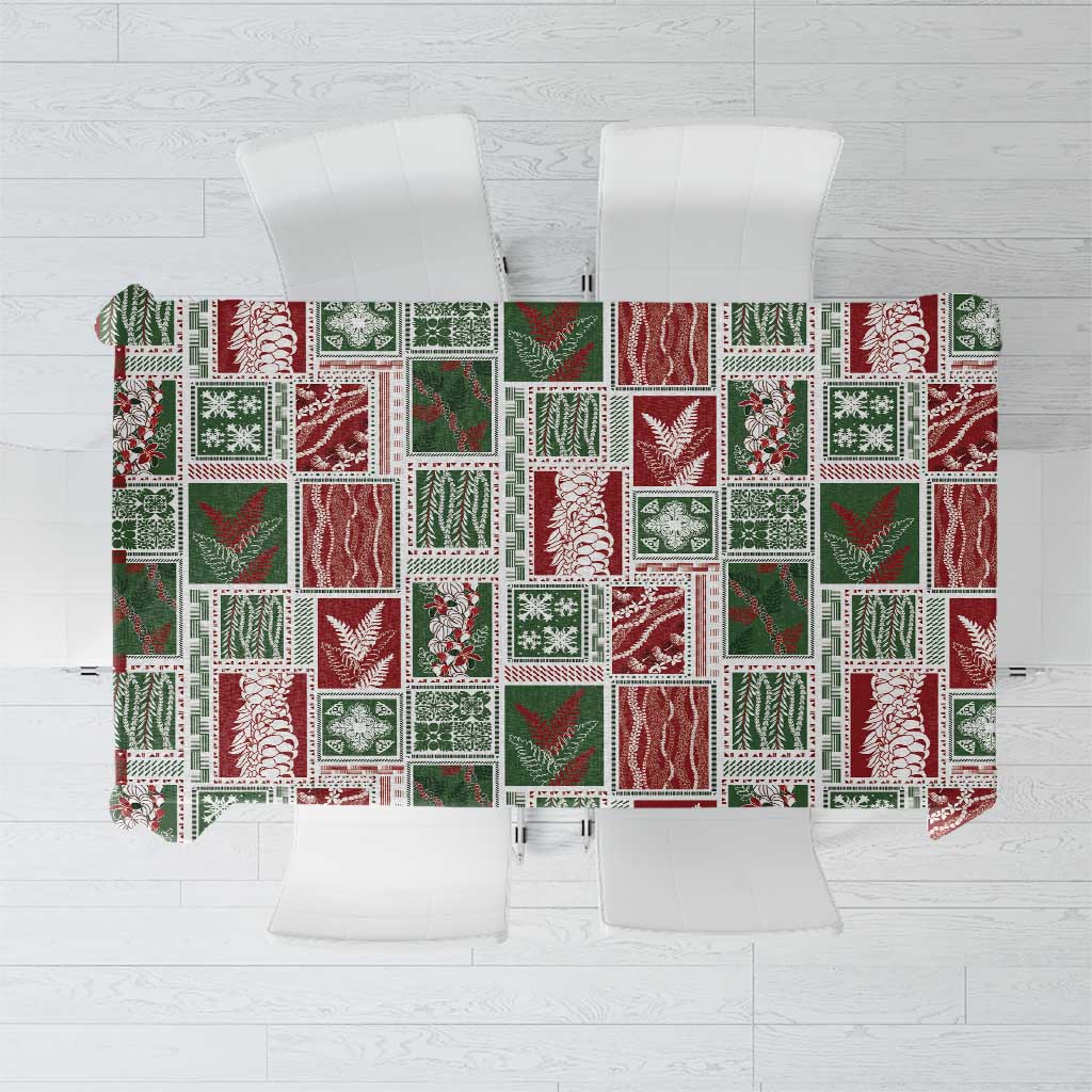 Mele Kalikimaka Hawaiian Quilt and Lei Patchwork Tablecloth LT9 Red - Polynesian Pride