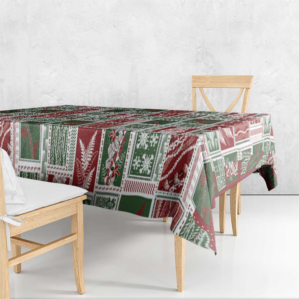 Mele Kalikimaka Hawaiian Quilt and Lei Patchwork Tablecloth LT9 - Polynesian Pride