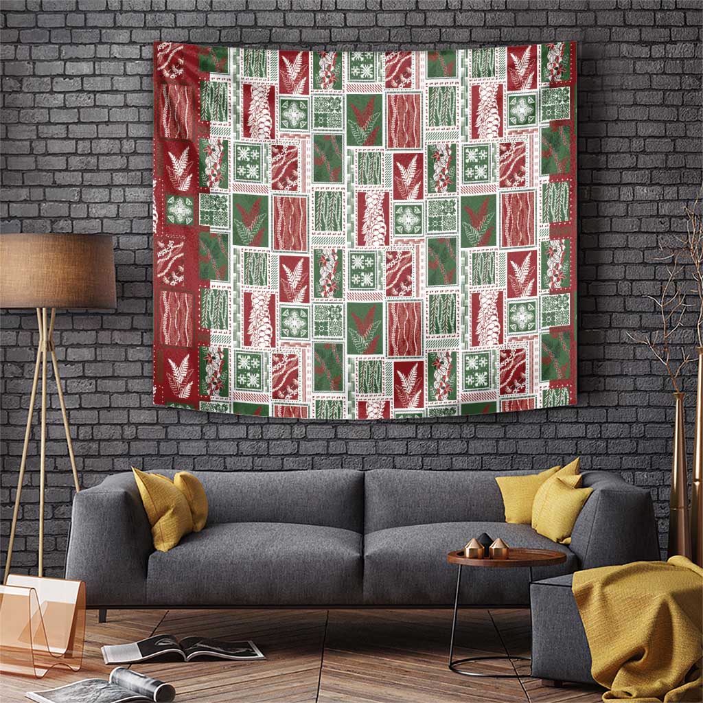 Mele Kalikimaka Hawaiian Quilt and Lei Patchwork Tapestry LT9 Red - Polynesian Pride