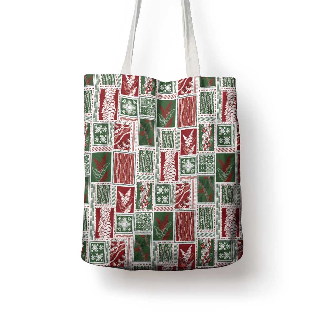 Mele Kalikimaka Hawaiian Quilt and Lei Patchwork Tote Bag LT9 - Polynesian Pride