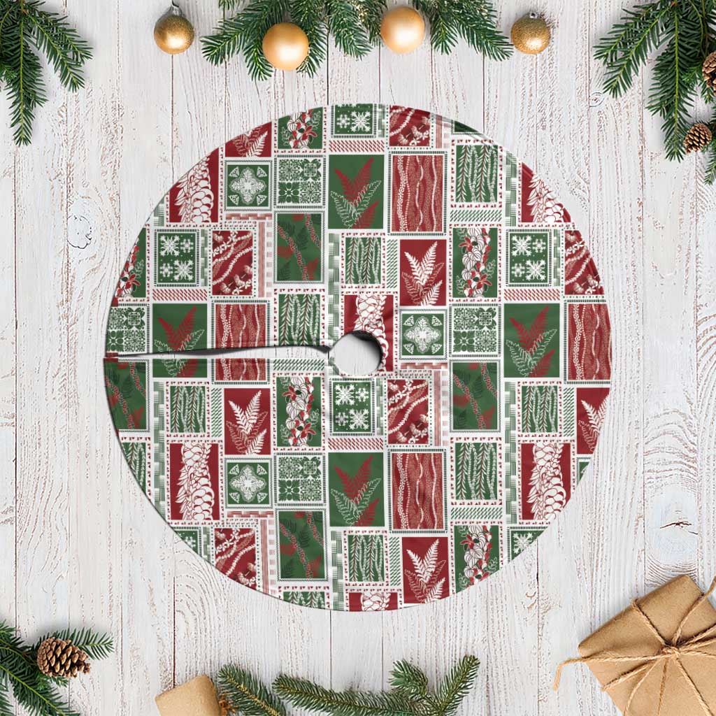 Mele Kalikimaka Hawaiian Quilt and Lei Patchwork Tree Skirt LT9 Casual Red - Polynesian Pride