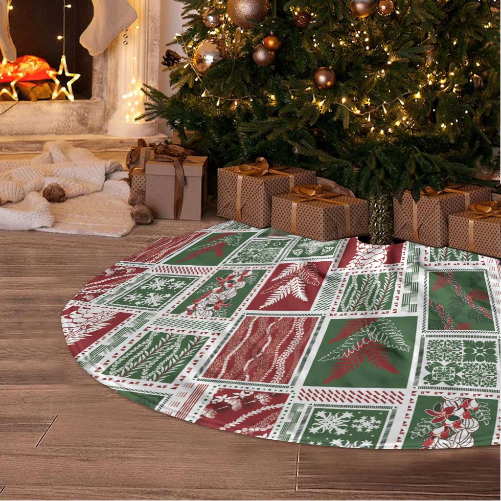 Mele Kalikimaka Hawaiian Quilt and Lei Patchwork Tree Skirt LT9 - Polynesian Pride