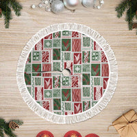 Mele Kalikimaka Hawaiian Quilt and Lei Patchwork Tree Skirt LT9 Fringed Red - Polynesian Pride