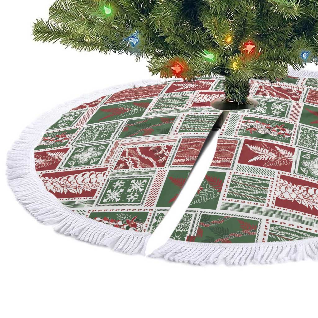Mele Kalikimaka Hawaiian Quilt and Lei Patchwork Tree Skirt LT9 - Polynesian Pride