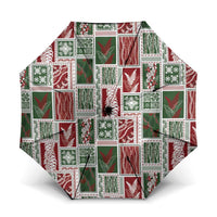 Mele Kalikimaka Hawaiian Quilt and Lei Patchwork Umbrella LT9 One Size Folded 11.42 inch Opened Diameter 37.4 inch Red - Polynesian Pride