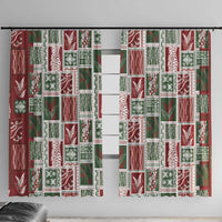 Mele Kalikimaka Hawaiian Quilt and Lei Patchwork Window Curtain LT9 With Hooks Red - Polynesian Pride