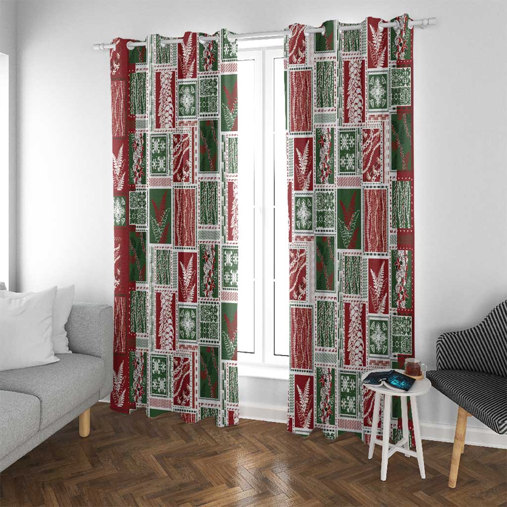 Mele Kalikimaka Hawaiian Quilt and Lei Patchwork Window Curtain LT9 With Grommets Red - Polynesian Pride