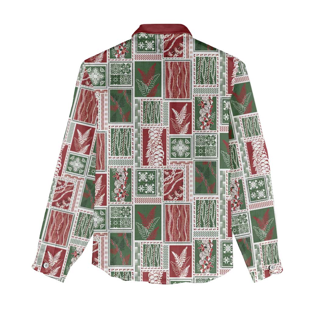 Mele Kalikimaka Hawaiian Quilt and Lei Patchwork Women Casual Shirt LT9 - Polynesian Pride