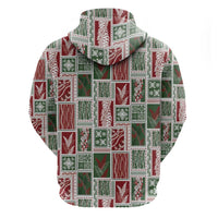 Mele Kalikimaka Hawaiian Quilt and Lei Patchwork Zip Hoodie LT9 - Polynesian Pride
