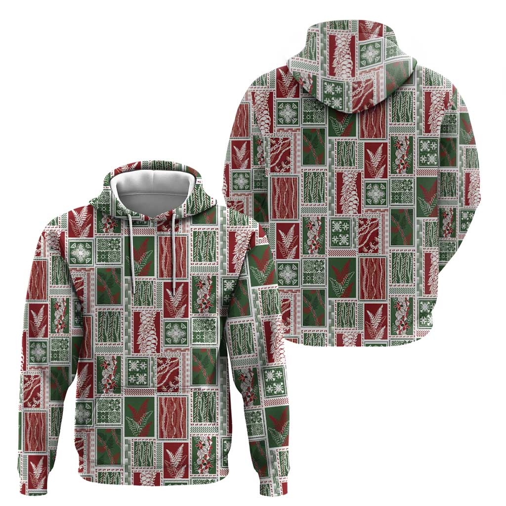Mele Kalikimaka Hawaiian Quilt and Lei Patchwork Zip Hoodie LT9 - Polynesian Pride