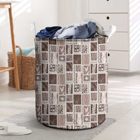 Vintage Aloha Block Quilt Laundry Basket Beige Inspired Lei Motifs LT9 Beige - Polynesian Pride
