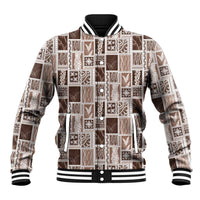 Vintage Aloha Block Quilt Baseball Jacket Beige Inspired Lei Motifs LT9 Unisex Beige - Polynesian Pride
