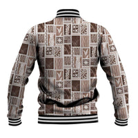 Vintage Aloha Block Quilt Baseball Jacket Beige Inspired Lei Motifs LT9 - Polynesian Pride
