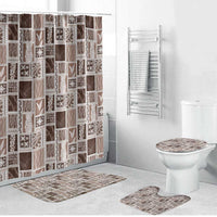 Vintage Aloha Block Quilt Bathroom Set Beige Inspired Lei Motifs LT9 Bathroom Set (4 pcs) Beige - Polynesian Pride