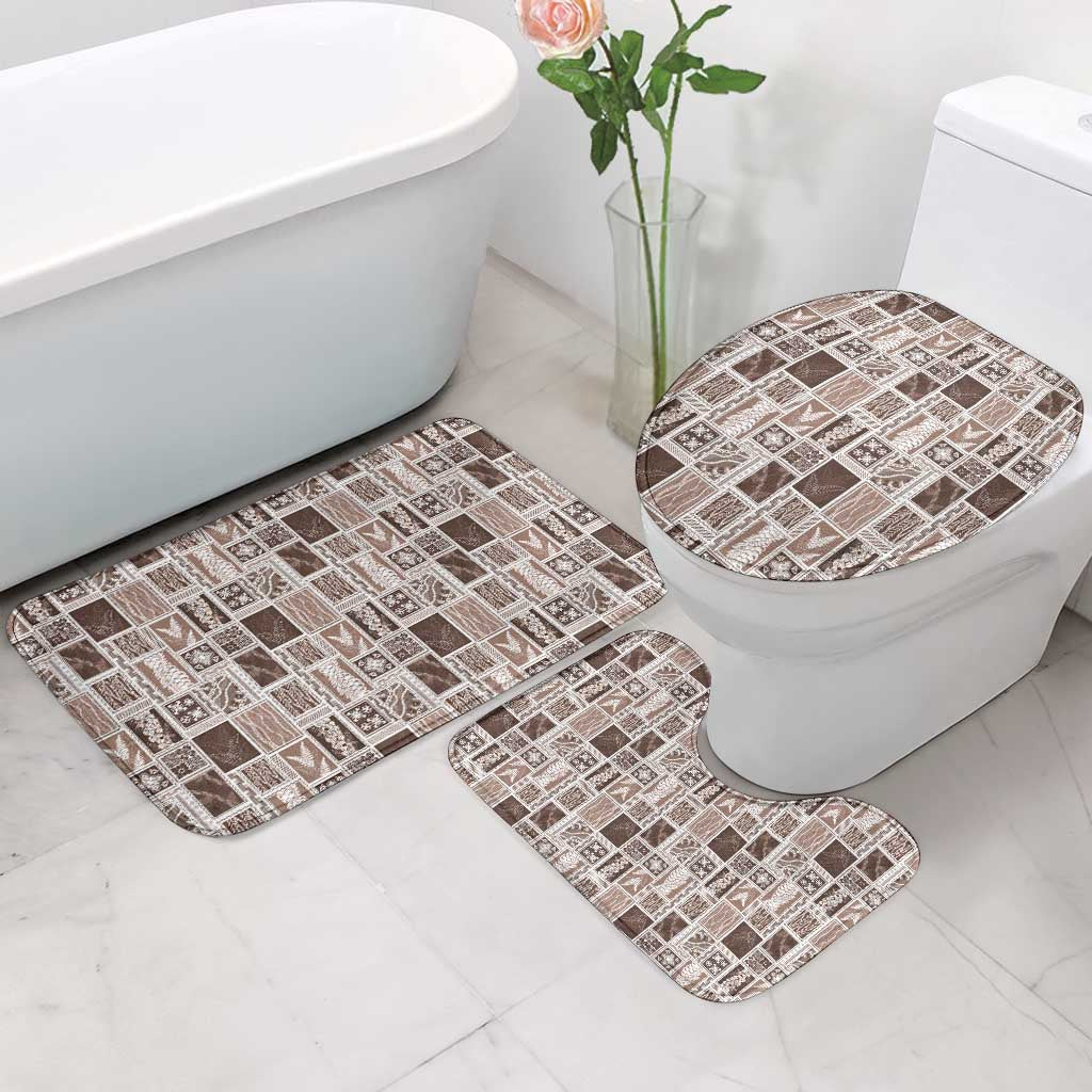 Vintage Aloha Block Quilt Bathroom Set Beige Inspired Lei Motifs LT9 - Polynesian Pride
