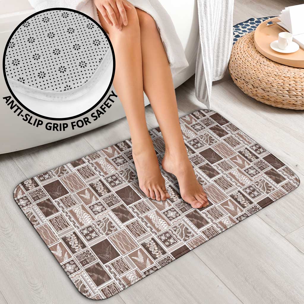 Vintage Aloha Block Quilt Bathroom Set Beige Inspired Lei Motifs LT9 - Polynesian Pride