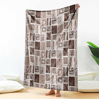 Vintage Aloha Block Quilt Blanket Beige Inspired Lei Motifs LT9 - Polynesian Pride