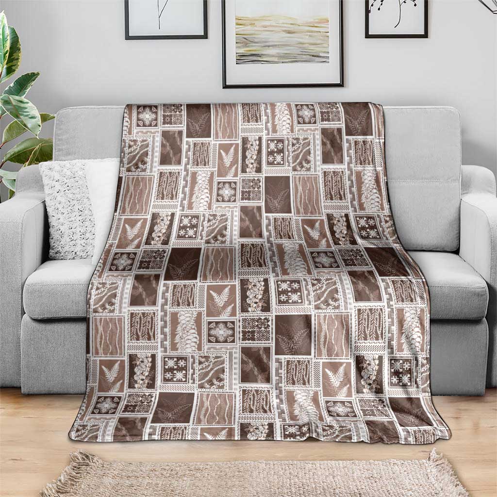Vintage Aloha Block Quilt Blanket Beige Inspired Lei Motifs LT9 - Polynesian Pride