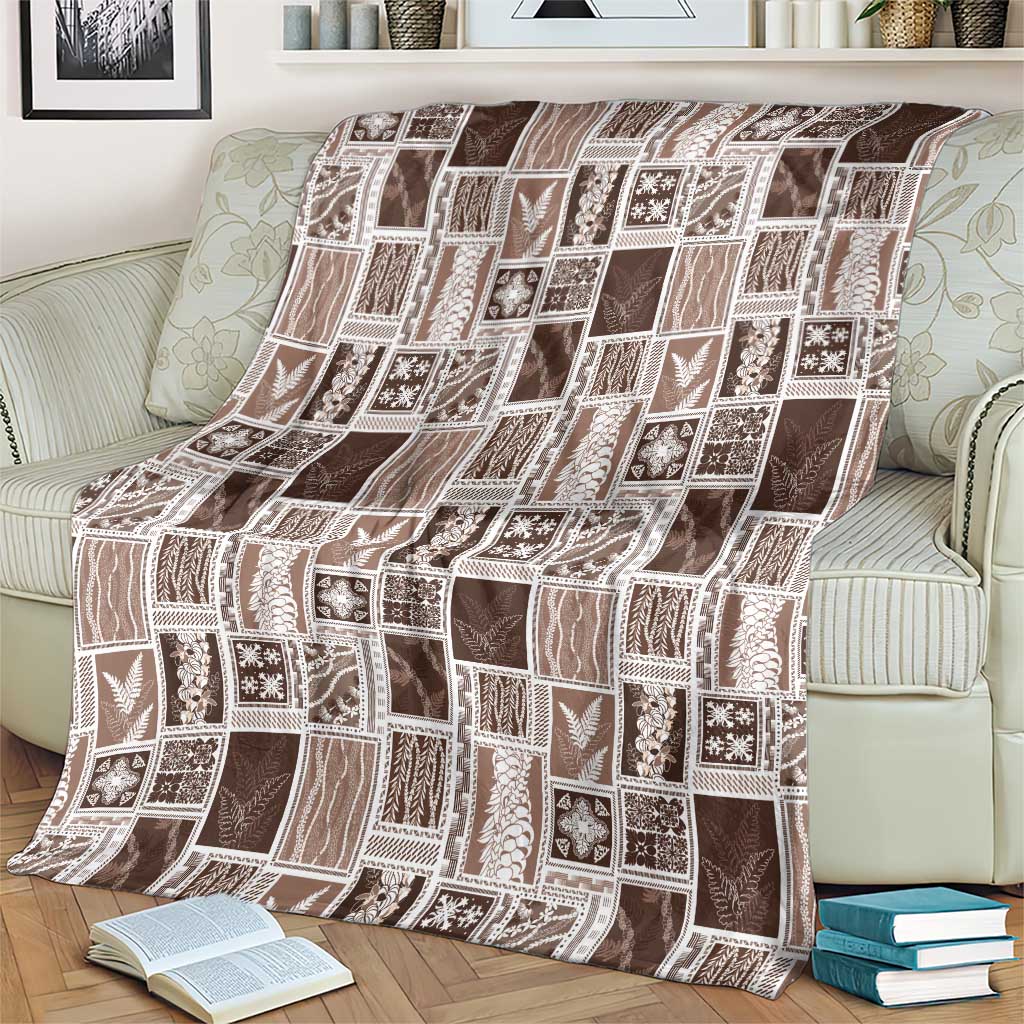Vintage Aloha Block Quilt Blanket Beige Inspired Lei Motifs LT9 - Polynesian Pride