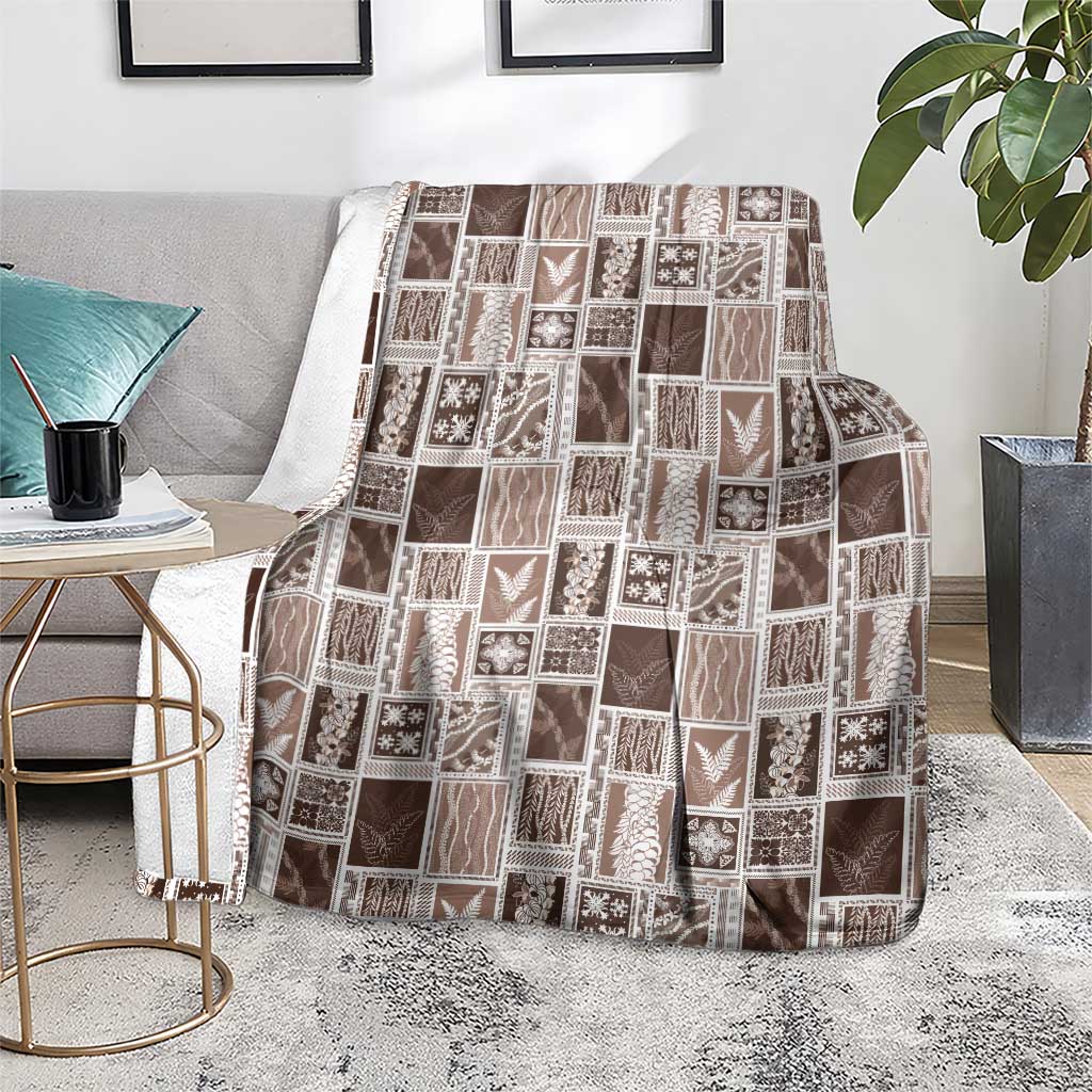 Vintage Aloha Block Quilt Blanket Beige Inspired Lei Motifs LT9 - Polynesian Pride