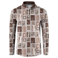 Vintage Aloha Block Quilt Button Sweatshirt Beige Inspired Lei Motifs LT9 Beige - Polynesian Pride