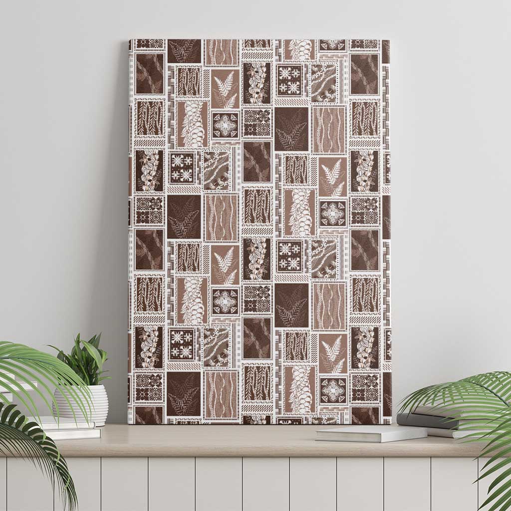 Vintage Aloha Block Quilt Canvas Wall Art Beige Inspired Lei Motifs LT9 - Polynesian Pride