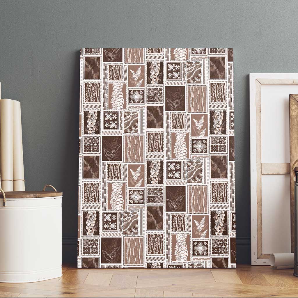 Vintage Aloha Block Quilt Canvas Wall Art Beige Inspired Lei Motifs LT9 - Polynesian Pride