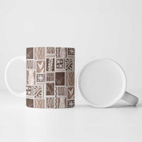 Vintage Aloha Block Quilt Ceramic Mug Beige Inspired Lei Motifs LT9 - Polynesian Pride