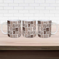 Vintage Aloha Block Quilt Ceramic Mug Beige Inspired Lei Motifs LT9 - Polynesian Pride