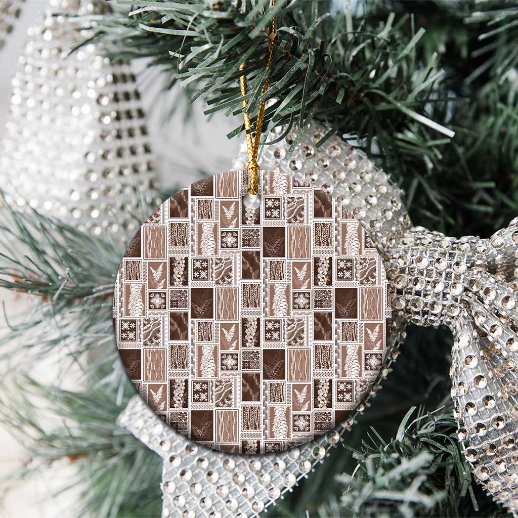 Vintage Aloha Block Quilt Ceramic Ornament Beige Inspired Lei Motifs LT9 - Polynesian Pride