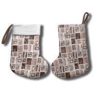 Vintage Aloha Block Quilt Christmas Stocking Beige Inspired Lei Motifs LT9 - Polynesian Pride