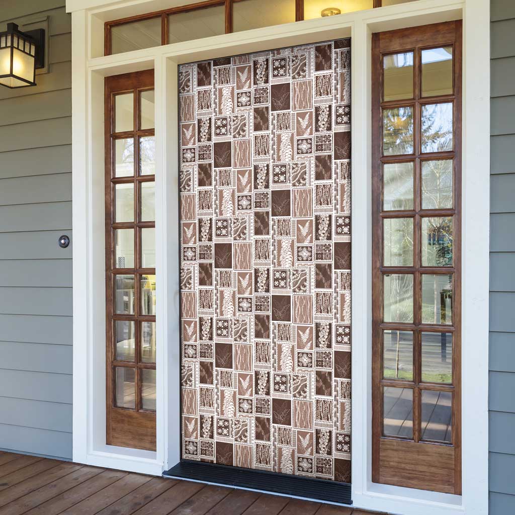 Vintage Aloha Block Quilt Door Cover Beige Inspired Lei Motifs LT9 - Polynesian Pride