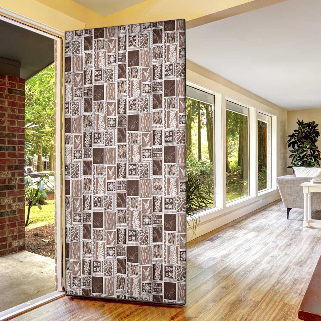 Vintage Aloha Block Quilt Door Cover Beige Inspired Lei Motifs LT9 - Polynesian Pride