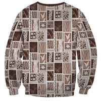Vintage Aloha Block Quilt Sweatshirt Beige Inspired Lei Motifs LT9 - Polynesian Pride