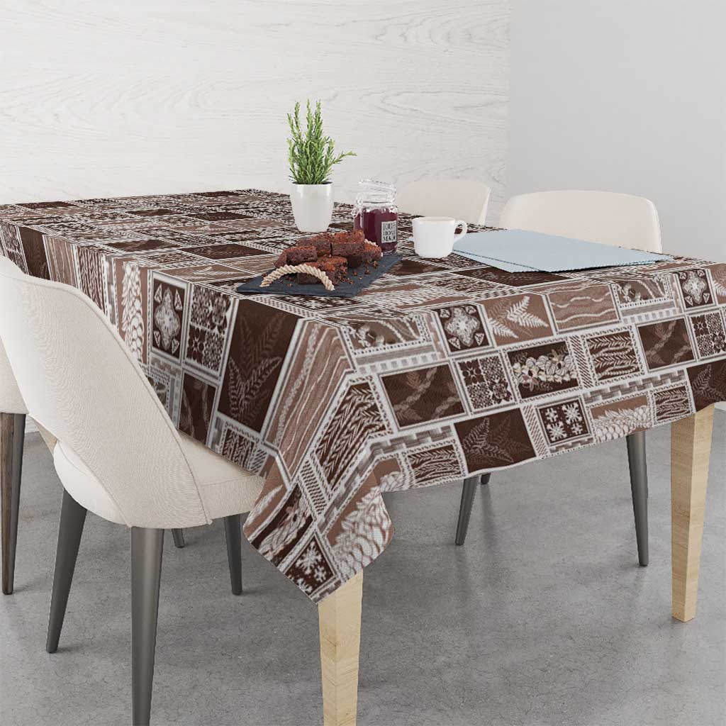 Vintage Aloha Block Quilt Tablecloth Beige Inspired Lei Motifs LT9 - Polynesian Pride