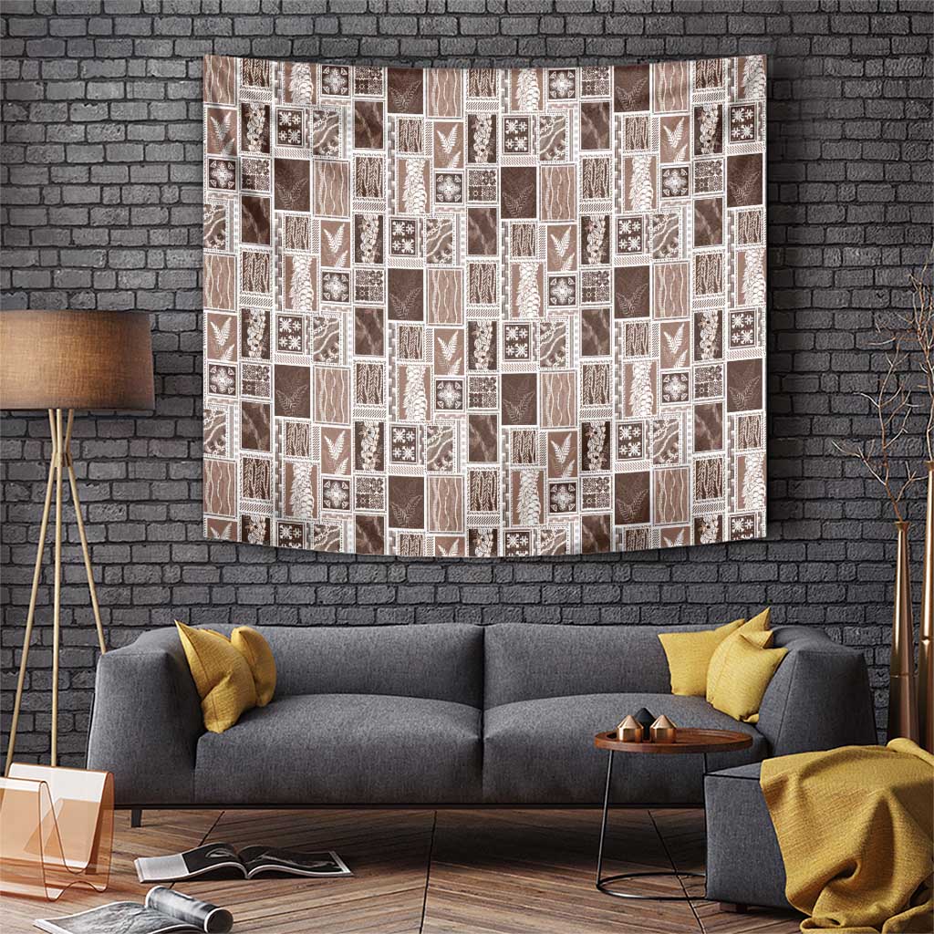 Vintage Aloha Block Quilt Tapestry Beige Inspired Lei Motifs LT9 Beige - Polynesian Pride