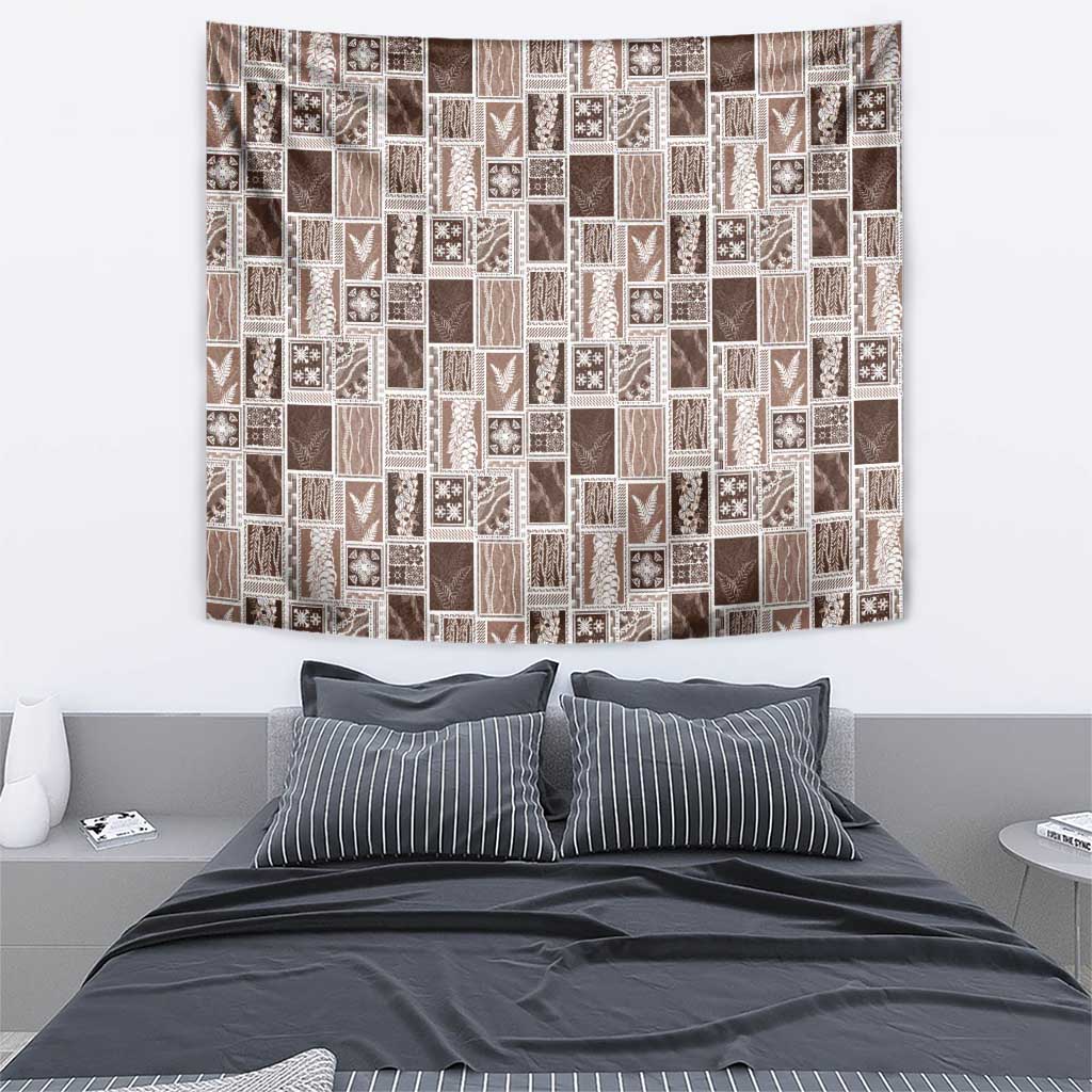 Vintage Aloha Block Quilt Tapestry Beige Inspired Lei Motifs LT9 - Polynesian Pride