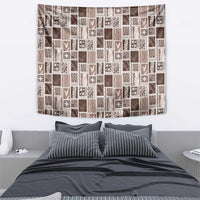 Vintage Aloha Block Quilt Tapestry Beige Inspired Lei Motifs LT9 - Polynesian Pride