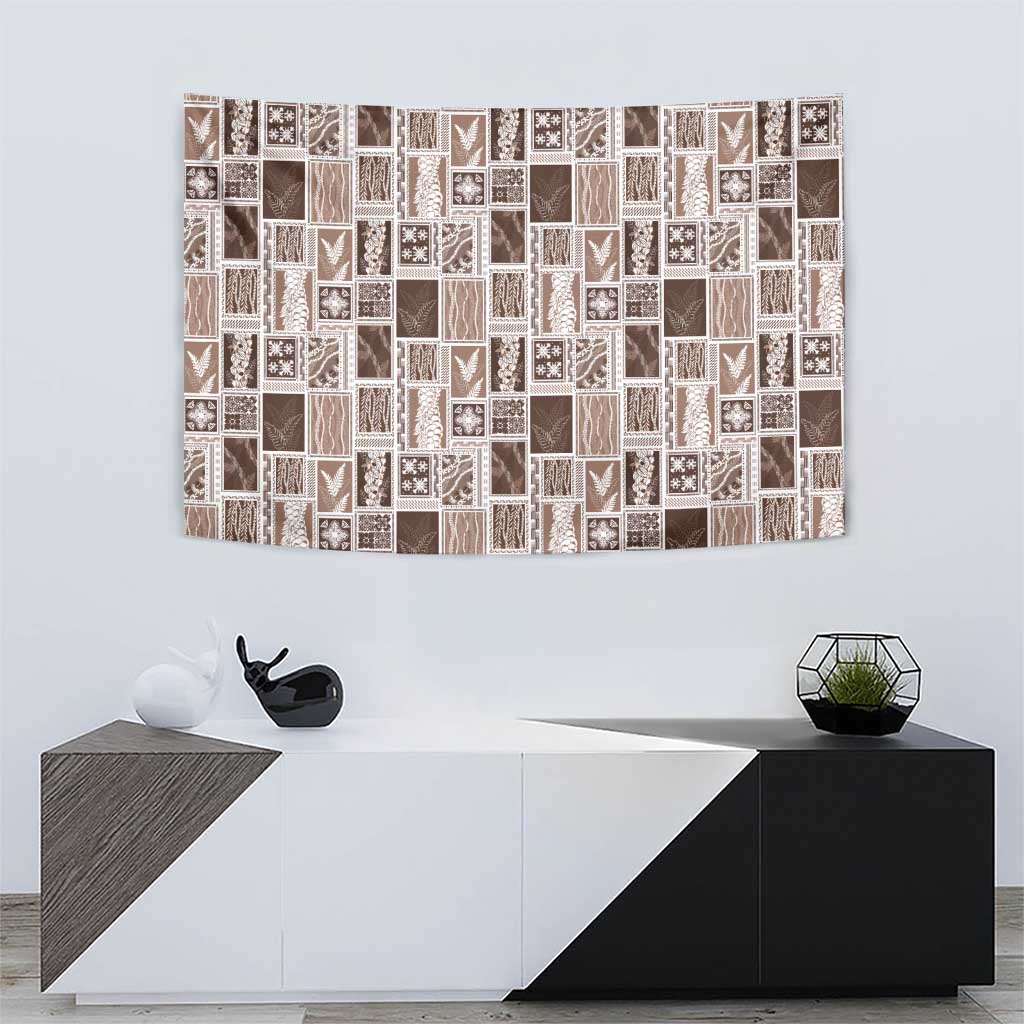 Vintage Aloha Block Quilt Tapestry Beige Inspired Lei Motifs LT9 - Polynesian Pride